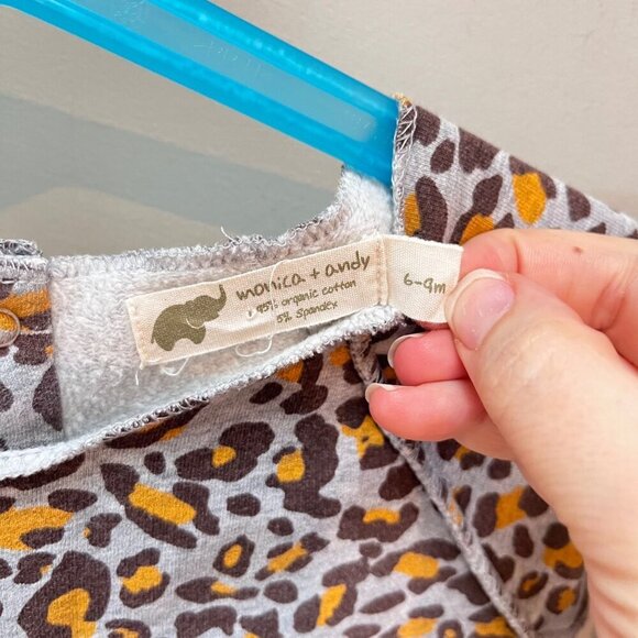 Leopard Print‎ Baby 6-9M Organic Cotton & Spandex Romper By Monica + Andy - Picture 2 of 4